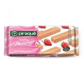 BISCOITO WAFFER MORANGO 160G PIRAQUE         