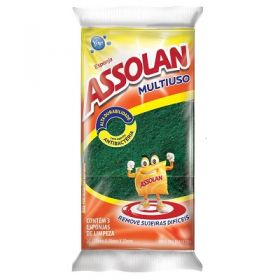 ESPONJA DUPLA FACE ASSOLAN MULTI USO 3UN     